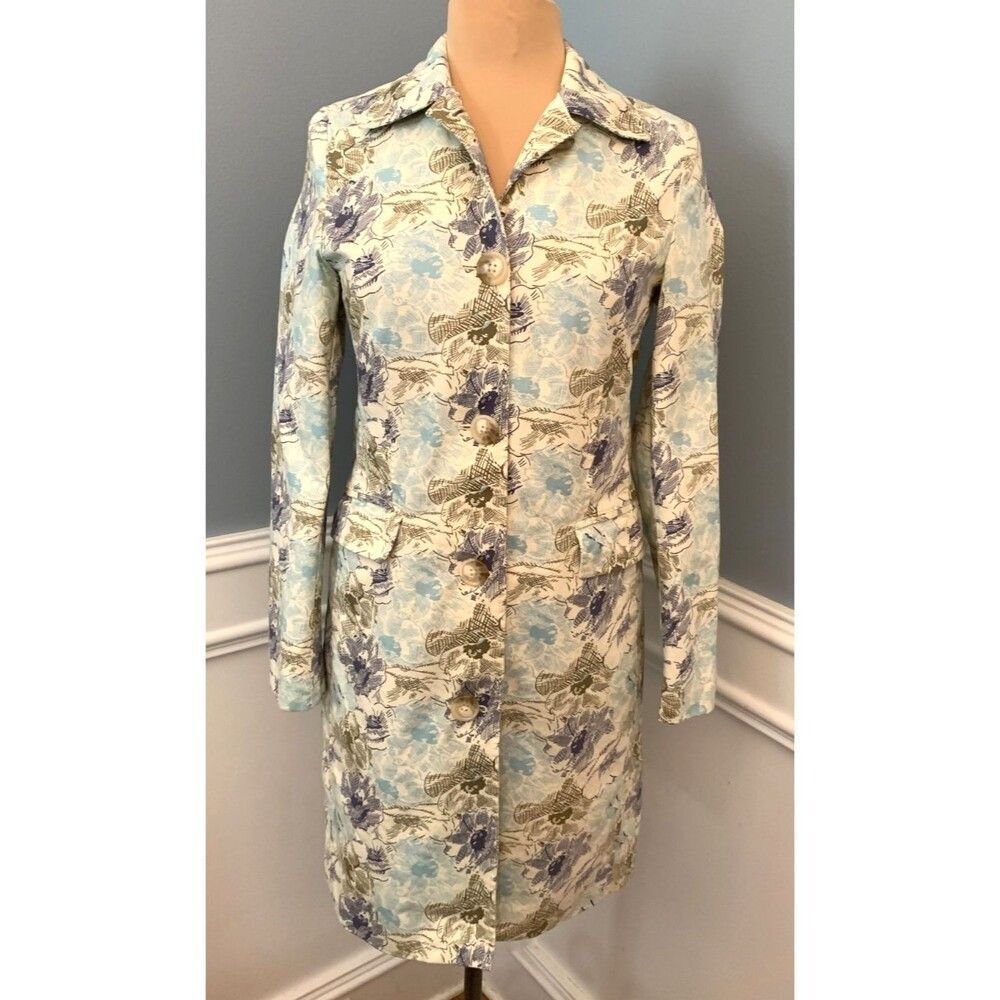 Old Navy Coat Womens S Trench Floral Lined Cotton Pockets Vintage Y2K Button Up